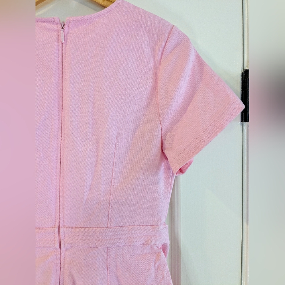 CINQ A SEPT JOSI Pink Quartz Denim Mini Ruffle Dress Sz 8 NWT Romantic Feminine - Picture 12 of 16